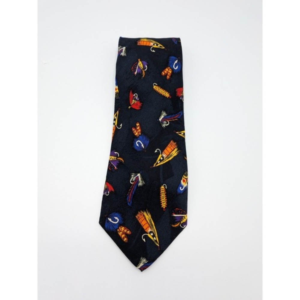 SURREY Vintage Fishing Lure Necktie‎ Neck Tie 57" Blue